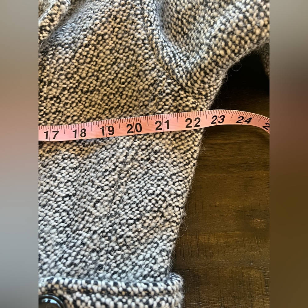 Gallery New York Women’s Large Wool Blend A-Line Pea Coat Tweed Black White - Picture 6 of 8